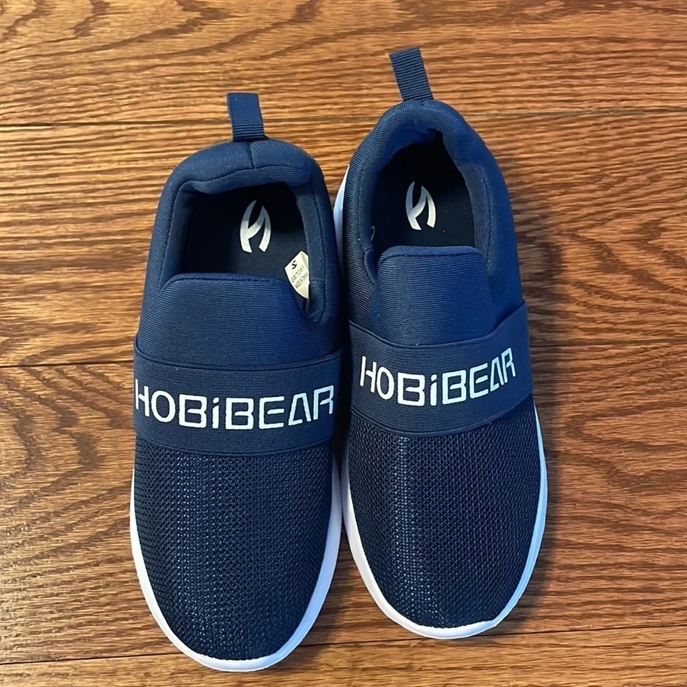 HOBIBEAR slip on boys girls walking running sneakers LIGHTWEIGHT blue white 13.5